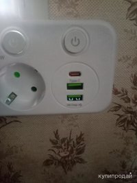 Розетка накладная тройная с ночником, USB зарядкой